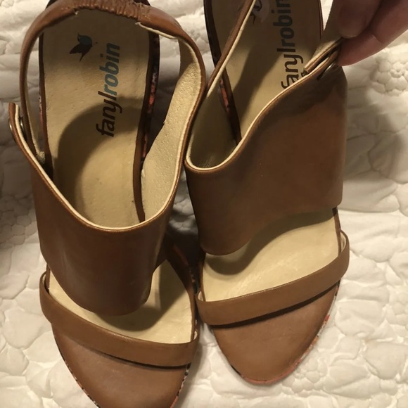 FARYL Robin WOMEN'S Two Tone WEDGE SANDALS LEATHER US SIZE 9 Anthropologie UO - Picture 5 of 9
